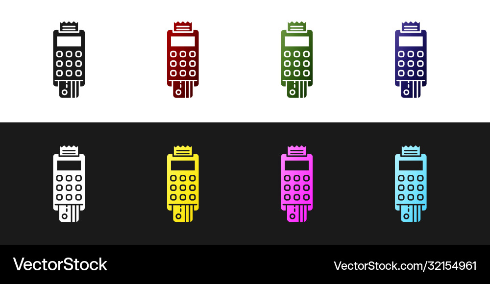 Set pos terminal with inserted credit card Vector Image