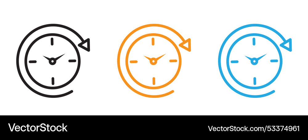 Time forward icon thin line set vector image