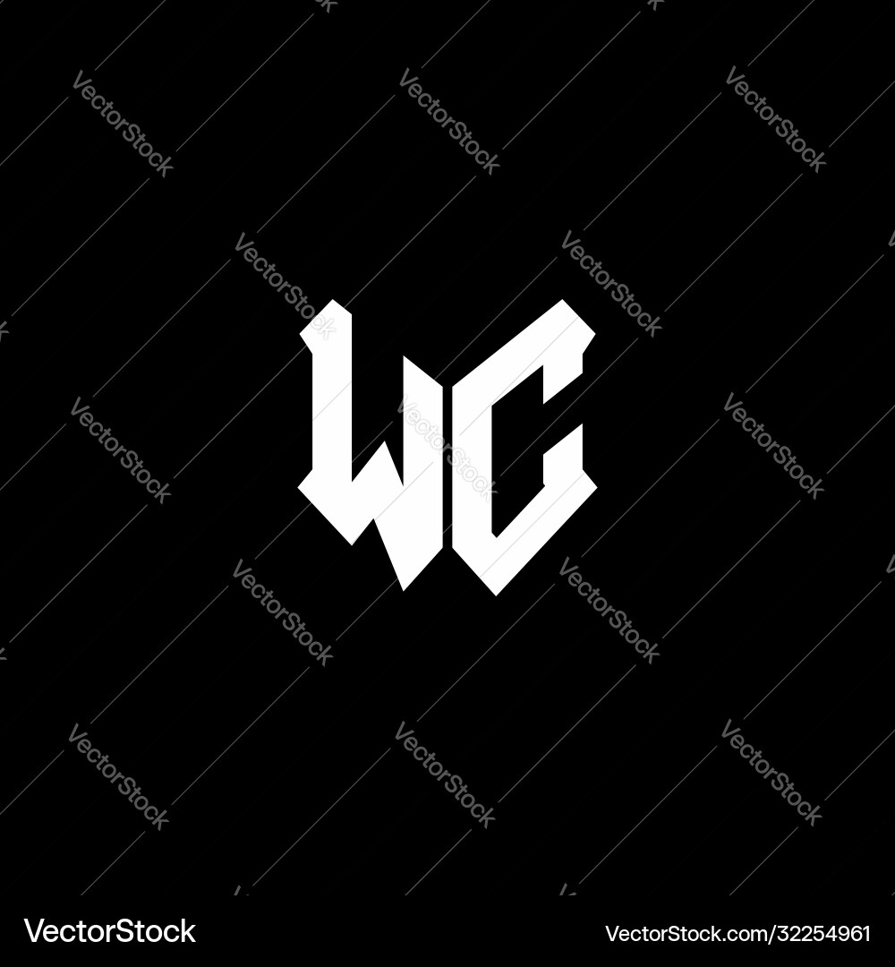 Wc logo monogram with shield shape design template Wc logo monogram with shield shape design template Vector Image