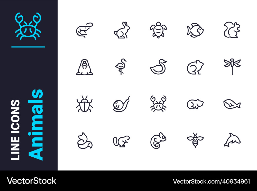 Wild creatures of nature icons set vector image