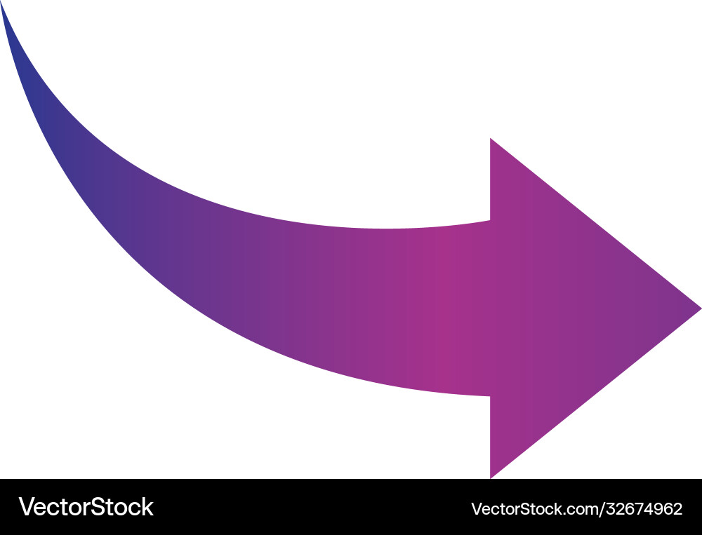 Arrow indicates direction curved gradient vector image
