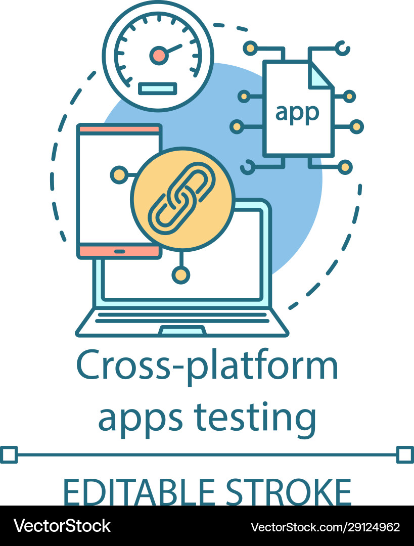 Cross platform app testing concept icon Cross platform app testing concept icon Vector Image