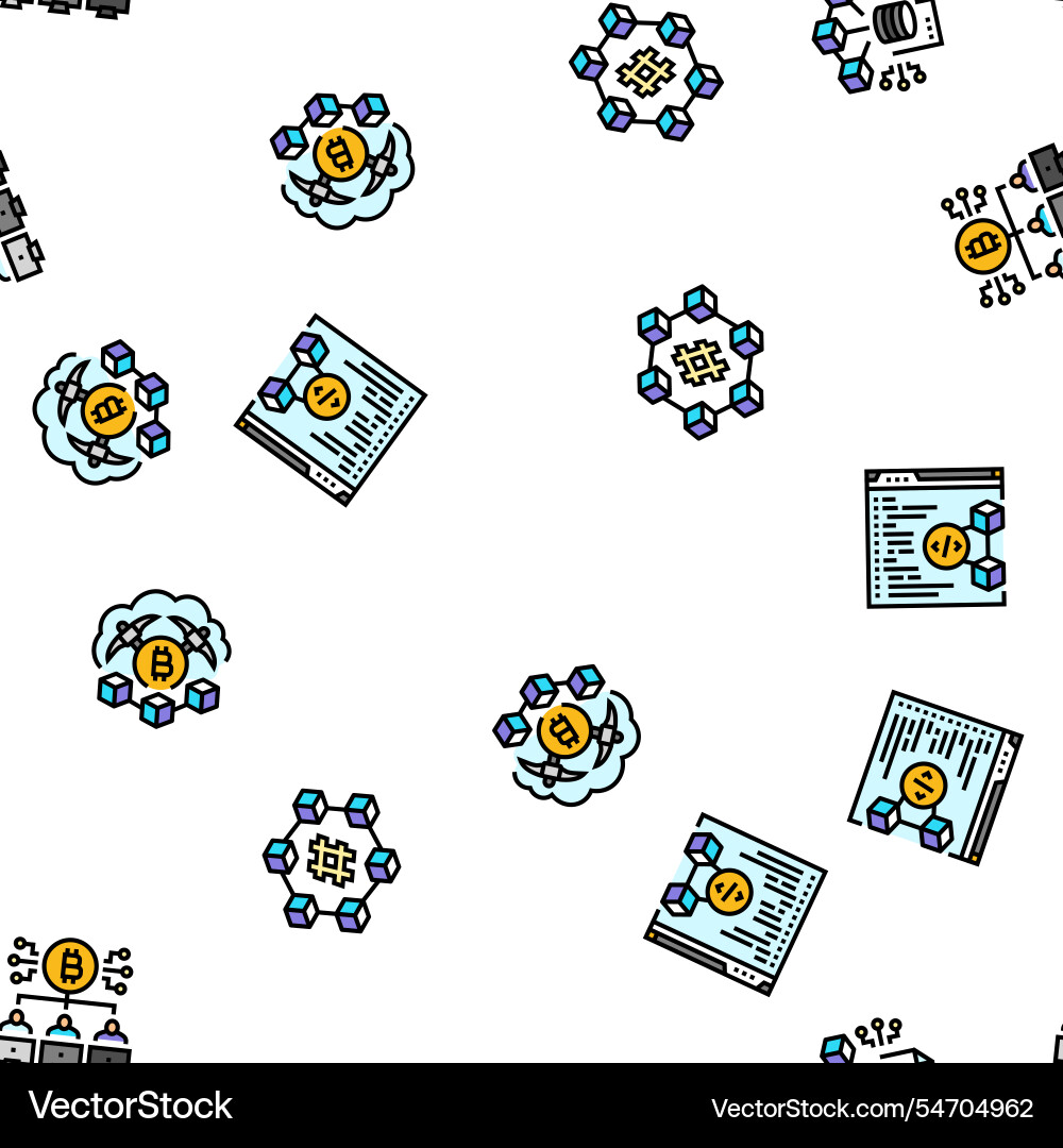Cryptocurrency mining blockchain seamless pattern Vector Image