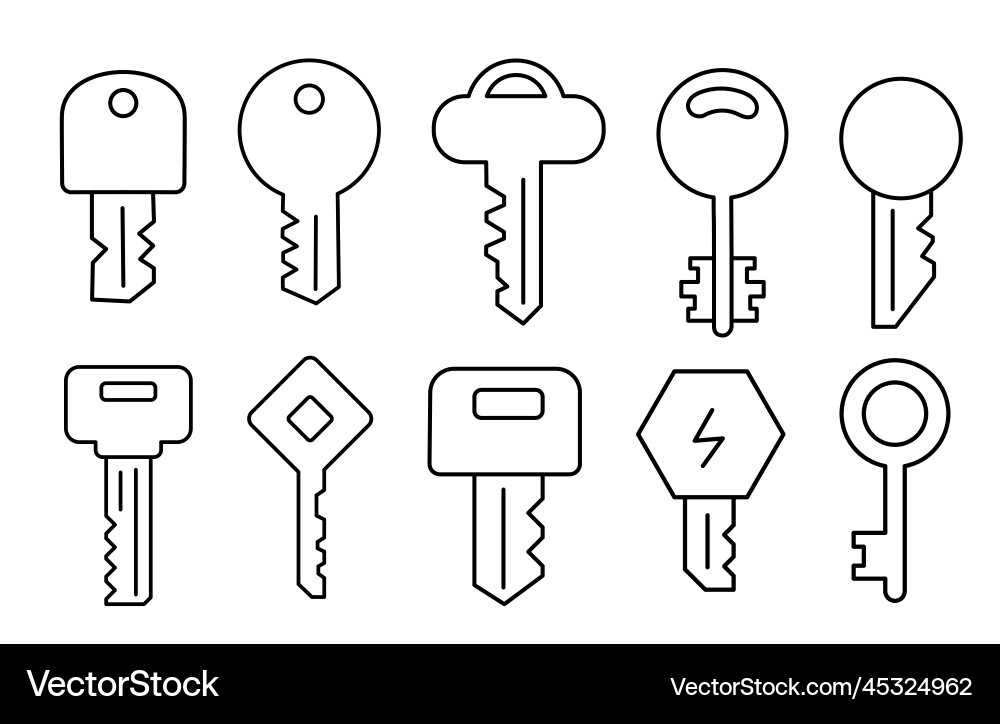 Different keys set line editable outline vector image