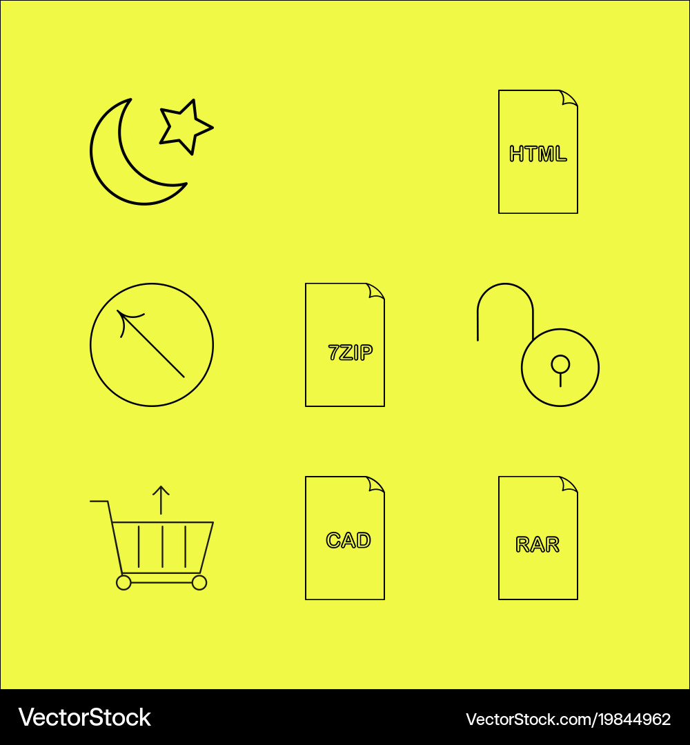 Files and folders linear icon set simple outline vector image