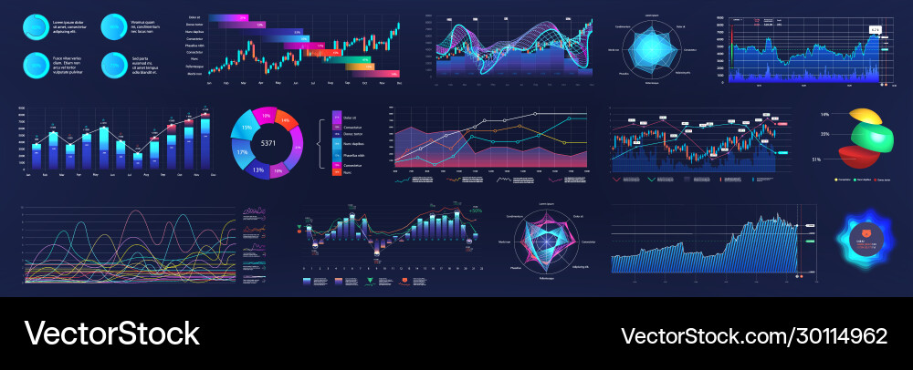 Futuristic Data Dashboard UI Elements vector image