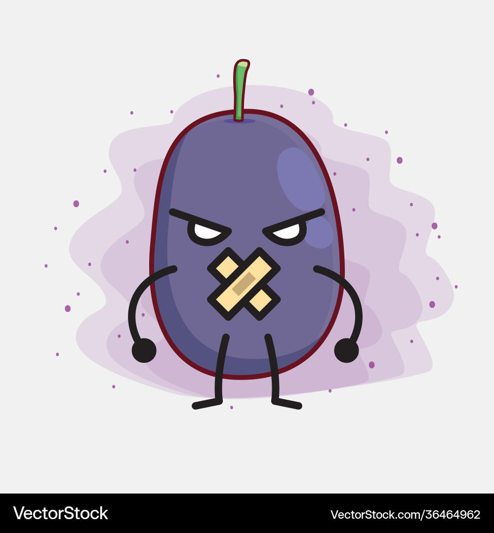 Java plum fruit cute character with simple face vector image