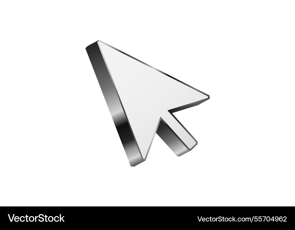 Metallic computer cursor icon on white background vector image