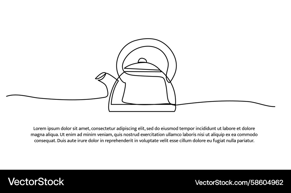 One line of kettle abstract minimal continuous One line of kettle abstract minimal continuous Vector Image