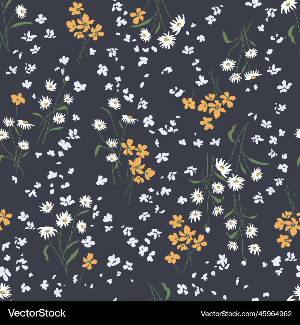 Orange Wildflower Pattern vector image