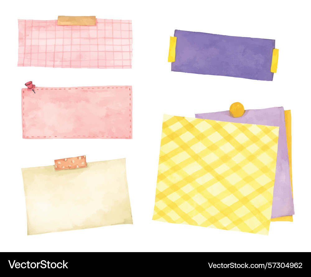 Pastel notepad and sticky notes Vector Image