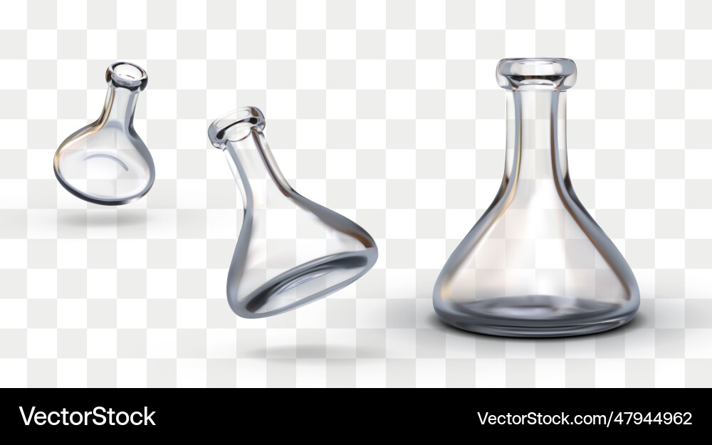 Realistic empty erlenmeyer flask vertical Realistic empty erlenmeyer flask vertical Vector Image