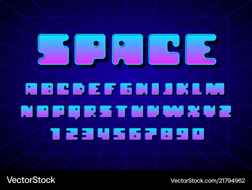 Retro font in the style of 80s uppercase letters Retro font in the style of 80s uppercase letters vector image