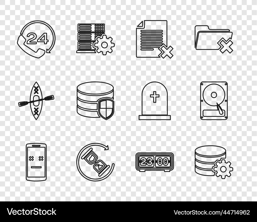 Set line dead mobile setting database server Set line dead mobile setting database server vector image