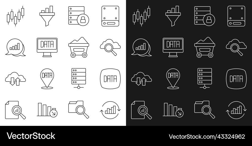 Set line pie chart infographic data analysis Vector Image