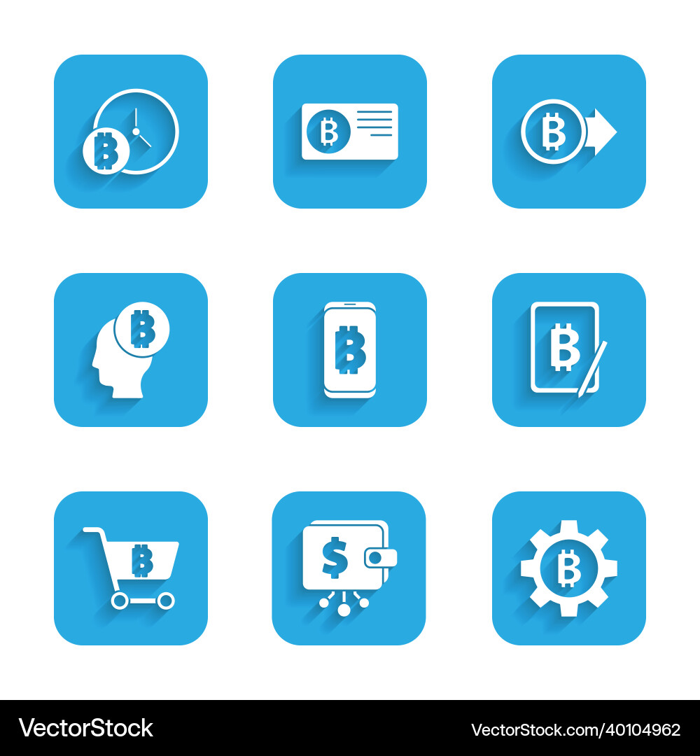 Set mining bitcoin from mobile cryptocurrency vector image