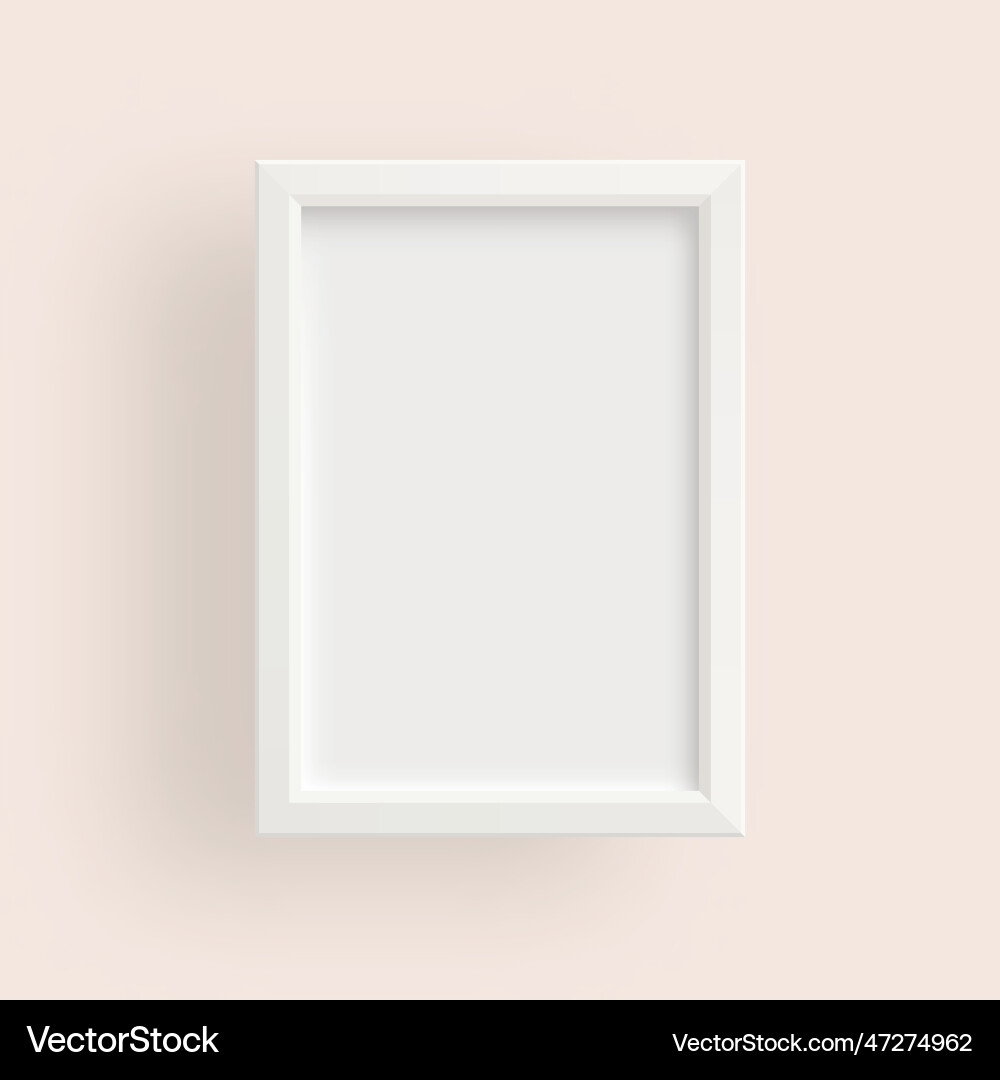 White realistic rectangular blank frame on a light White realistic rectangular blank frame on a light Vector Image
