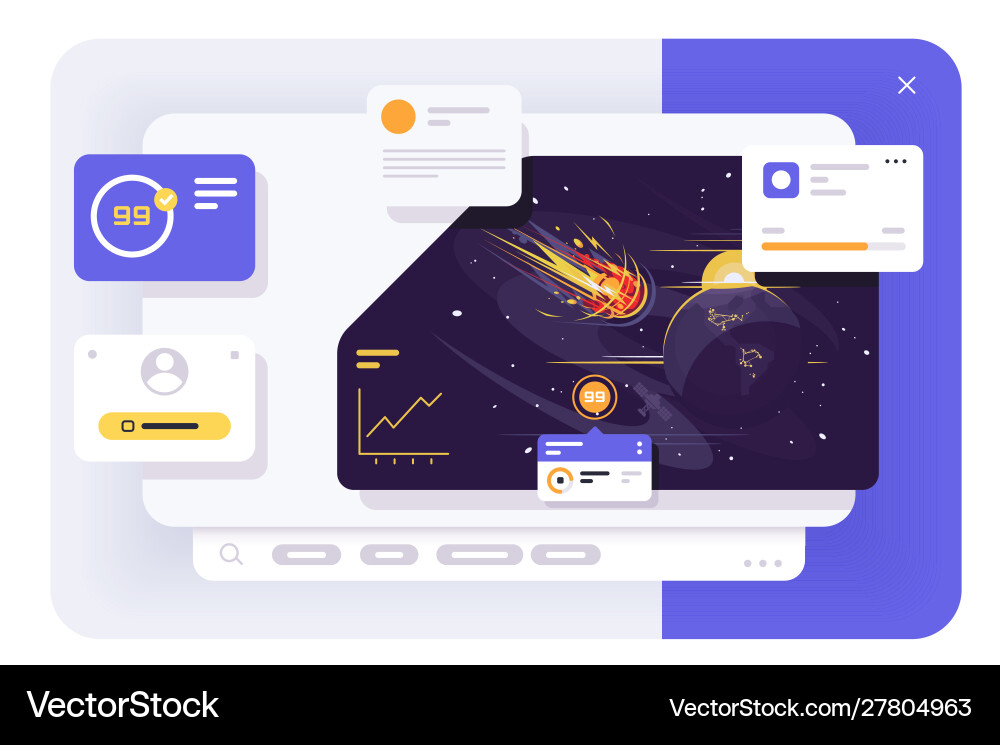 Comet UI Dashboard - Space Theme Vector Image