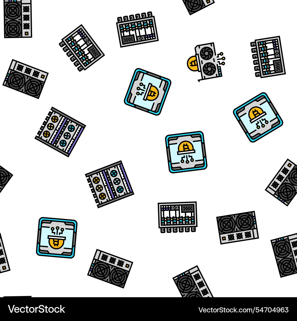 Cryptocurrency mining blockchain seamless pattern Vector Image