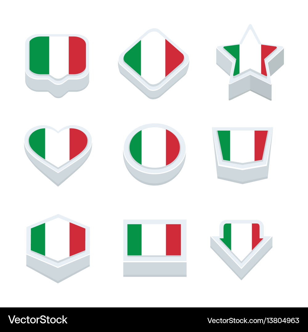 Italy flags icons and button set nine styles Vector Image