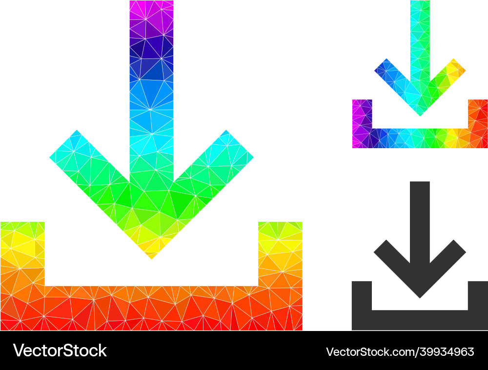 Lowpoly inbox icon with spectrum gradient Lowpoly inbox icon with spectrum gradient vector image