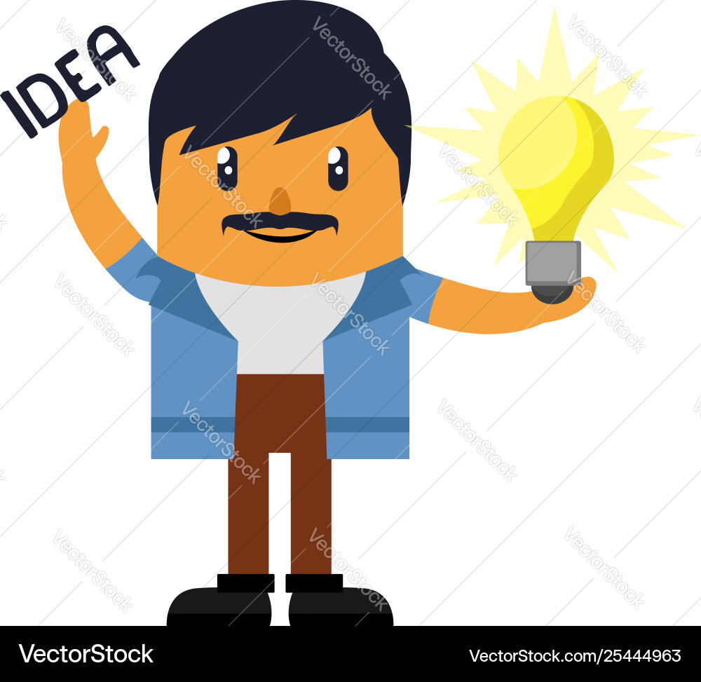 Man having idea on white background vector image