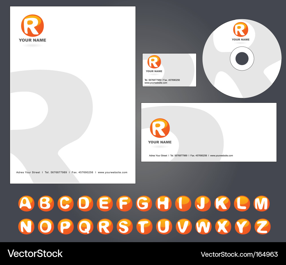 Modern Alphabet Stationery Set Vector Image