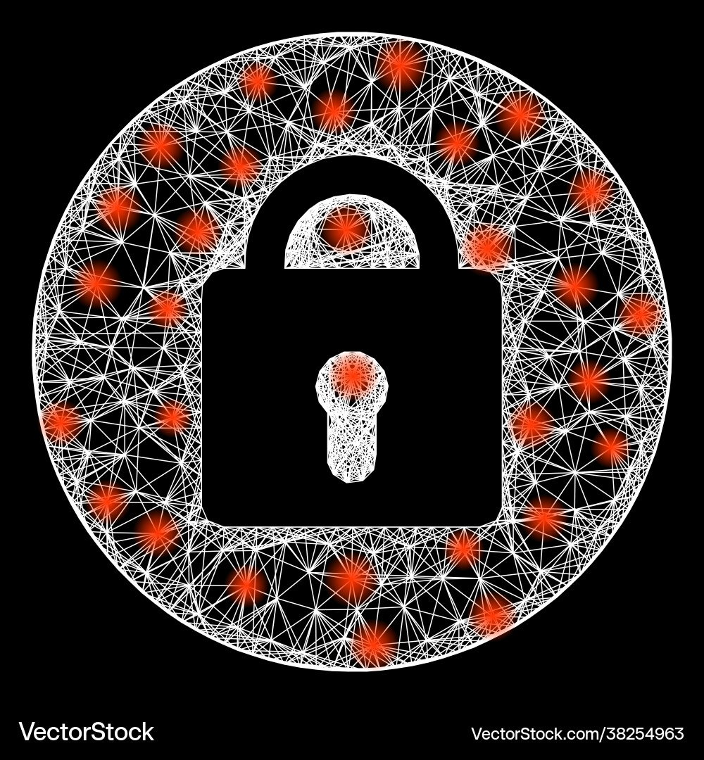 Network locked web mesh with bright flash nodes Vector Image