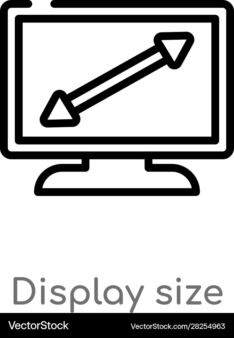Outline display size icon isolated black simple vector image