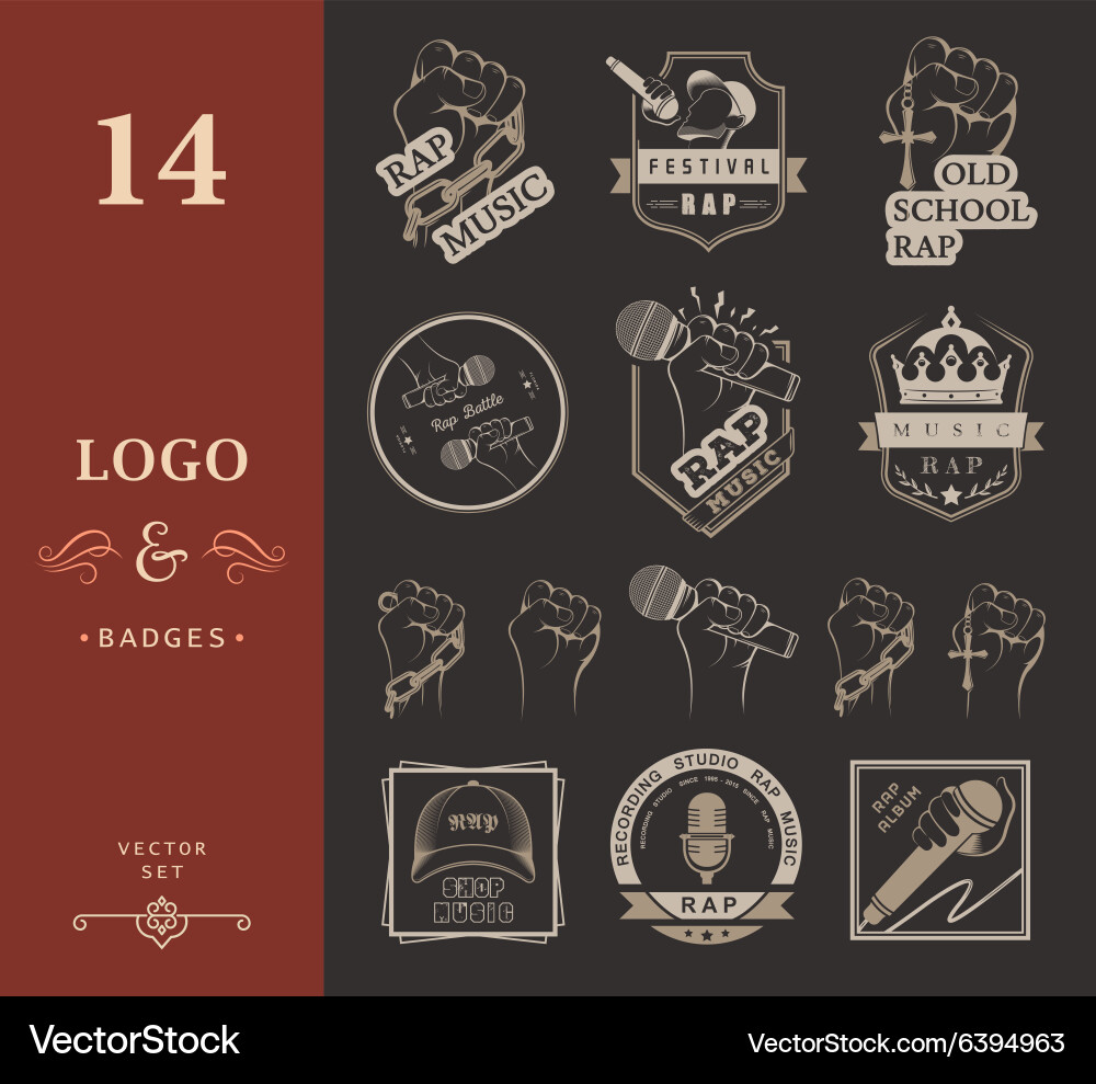 Rap Music Badges & Logos Vector Image