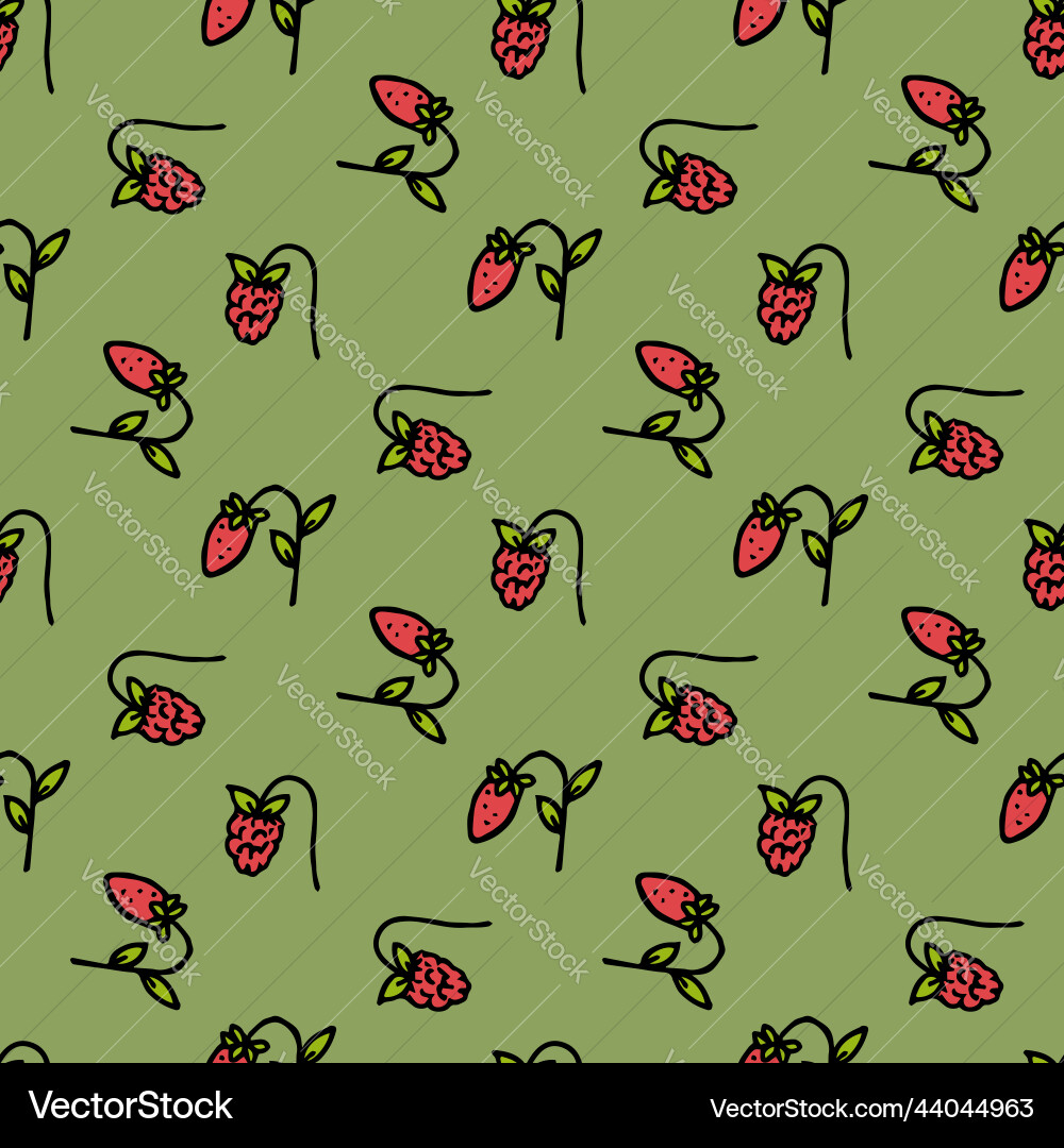 Seamless pattern with raspberry and wild Seamless pattern with raspberry and wild vector image
