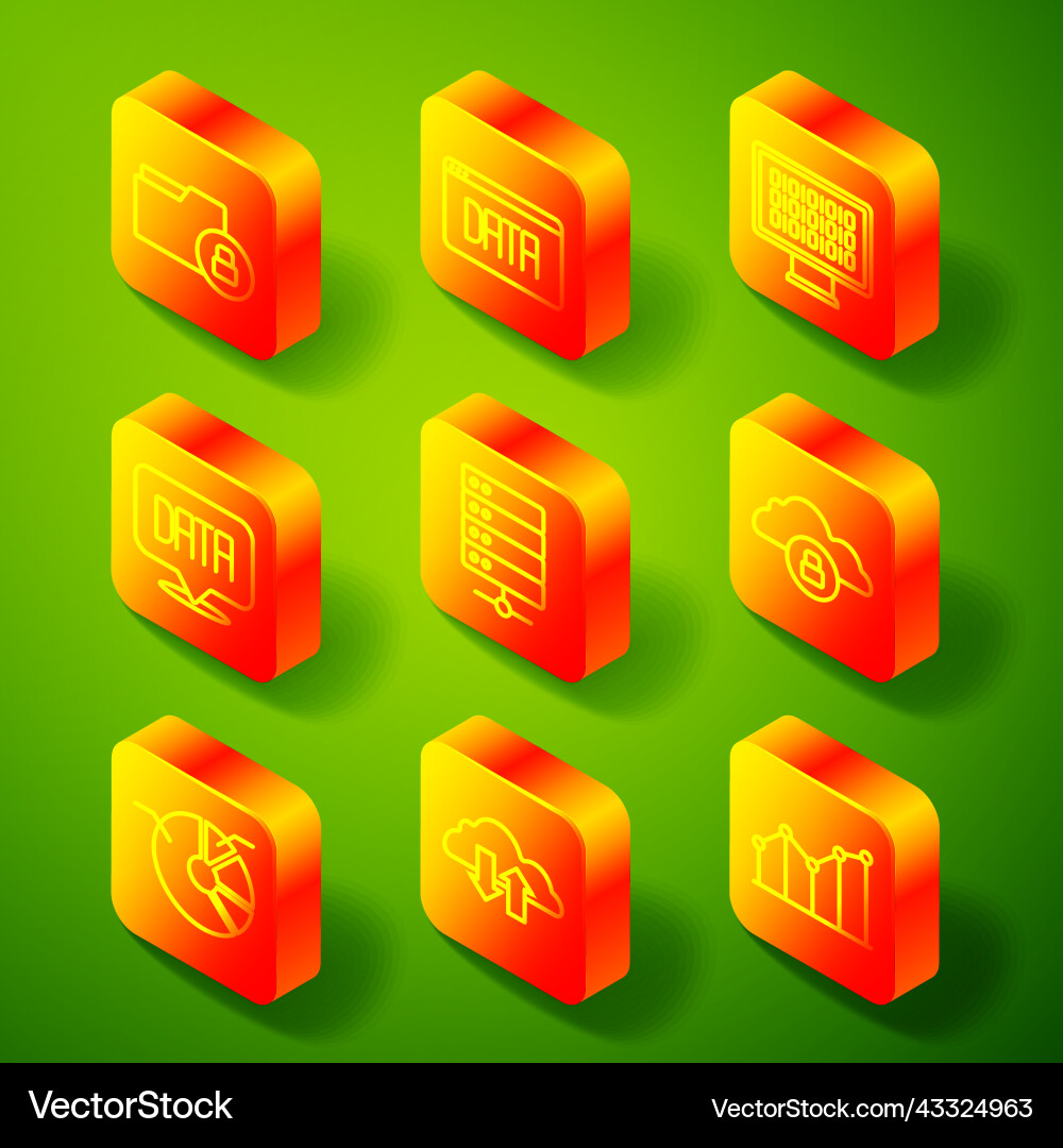 Set line folder and lock data analysis binary Set line folder and lock data analysis binary vector image