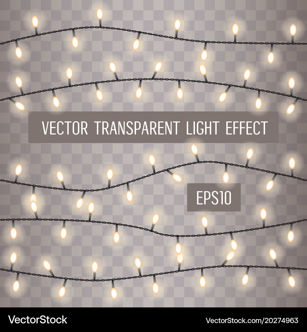 Set of overlapping glowing string lights vector image