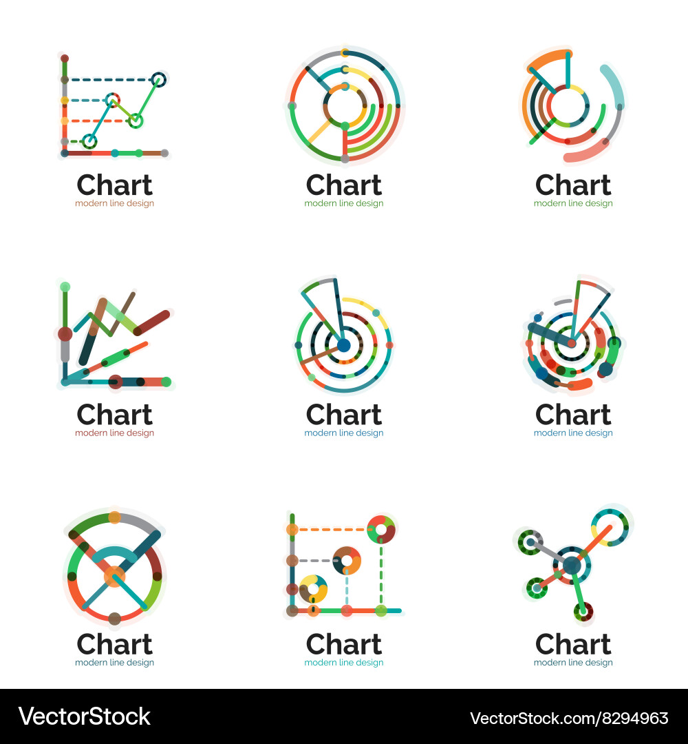 Thin line chart logo set graph icons modern Vector Image