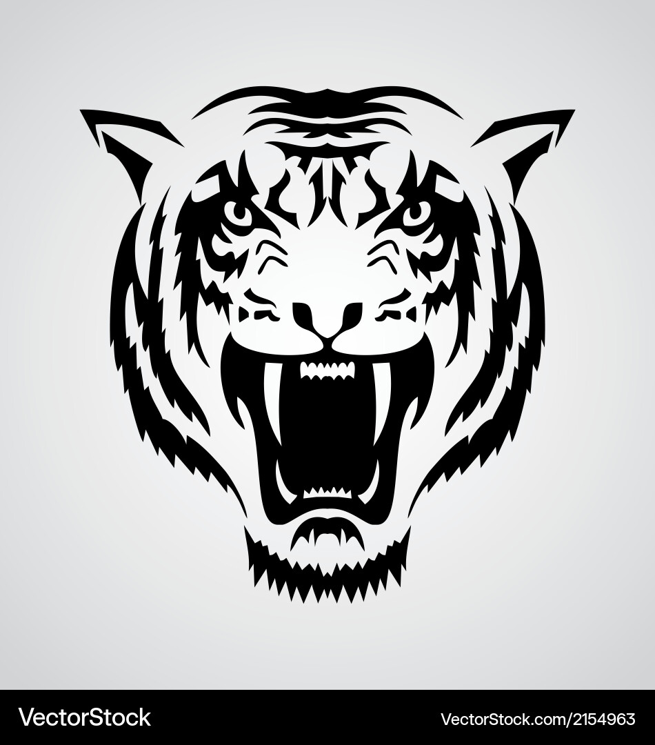 Tribal Tiger Face Tattoo Vector Image