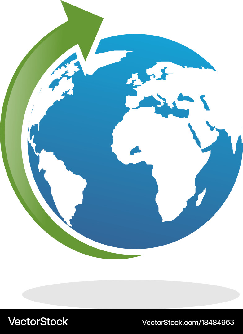 World Map Globe Arrow Vector Image