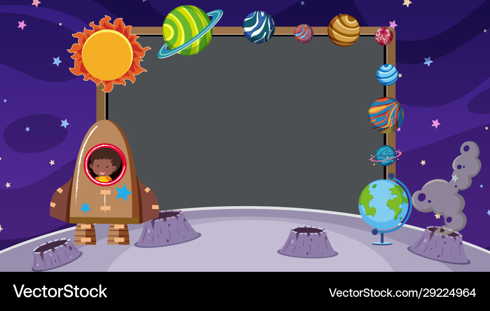 Border template with space theme in background Vector Image