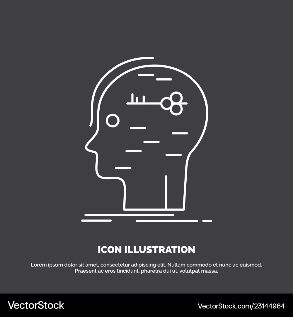 Brain hack hacking key mind icon line symbol Vector Image