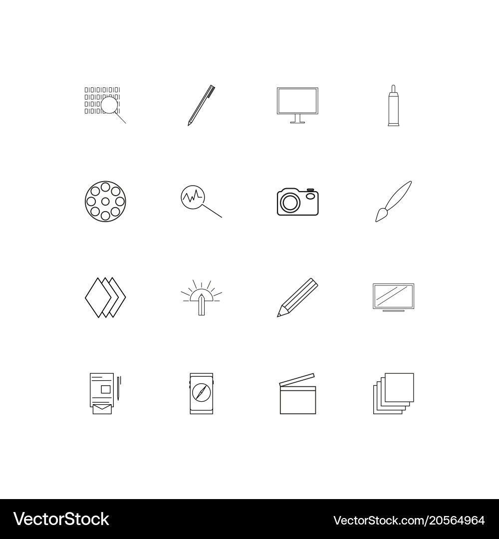 Creative process and design simple linear icons vector image