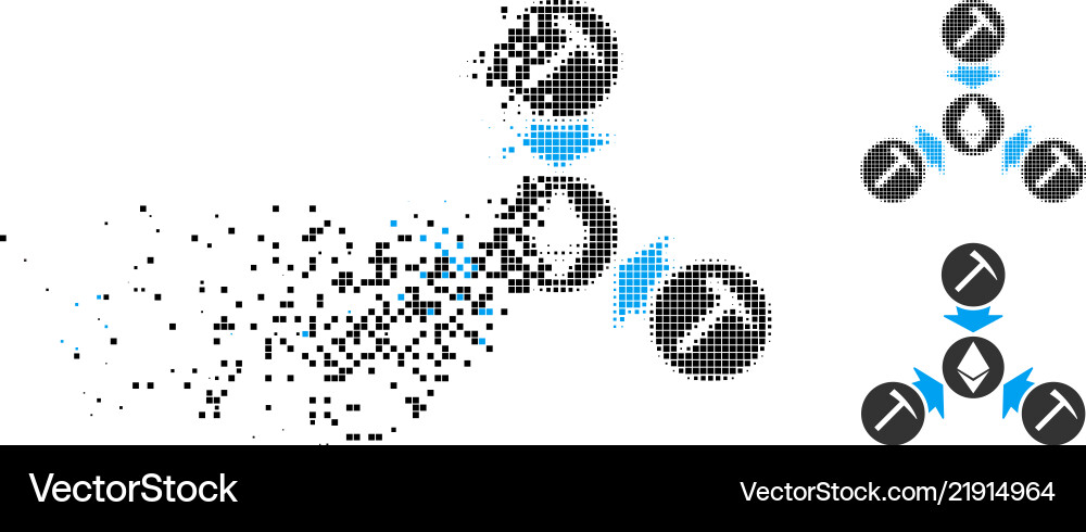Dissolved dot halftone ethereum mining pool icon Dissolved dot halftone ethereum mining pool icon vector image