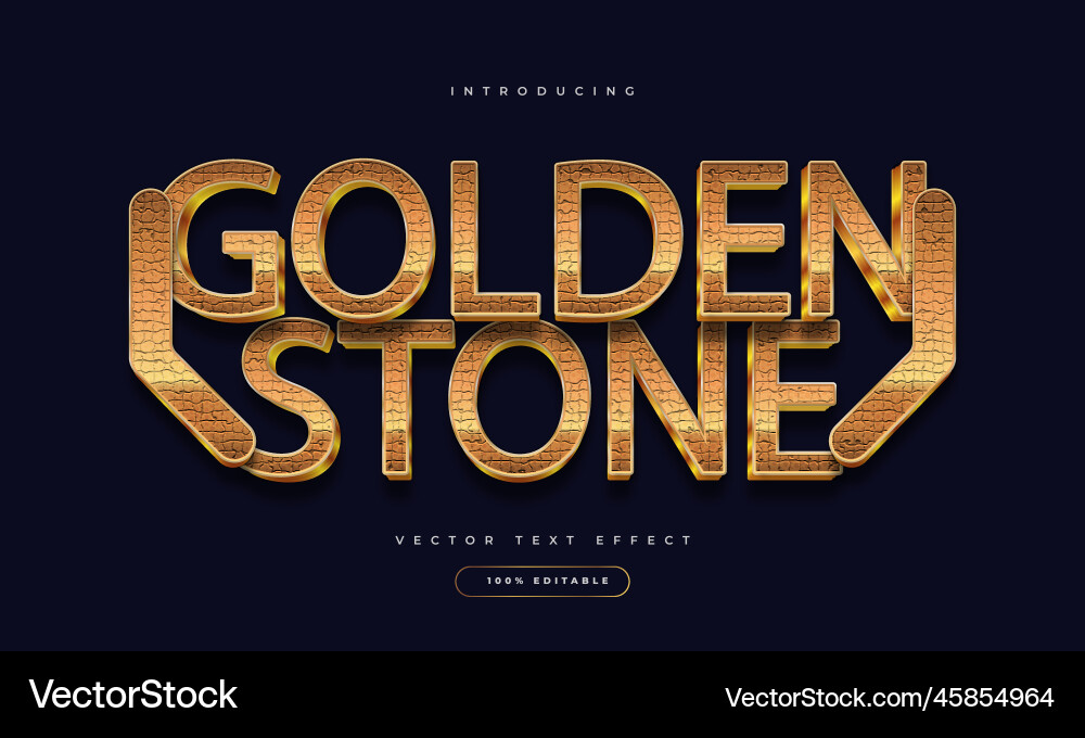 Editable golden stone text style with 3d effect Editable golden stone text style with 3d effect vector image