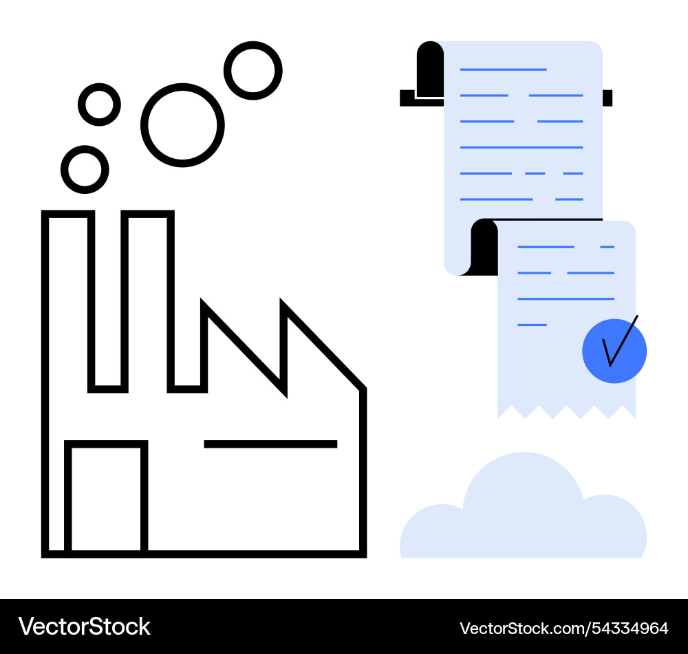 Factory compliance and documentation ensuring Factory compliance and documentation ensuring Vector Image