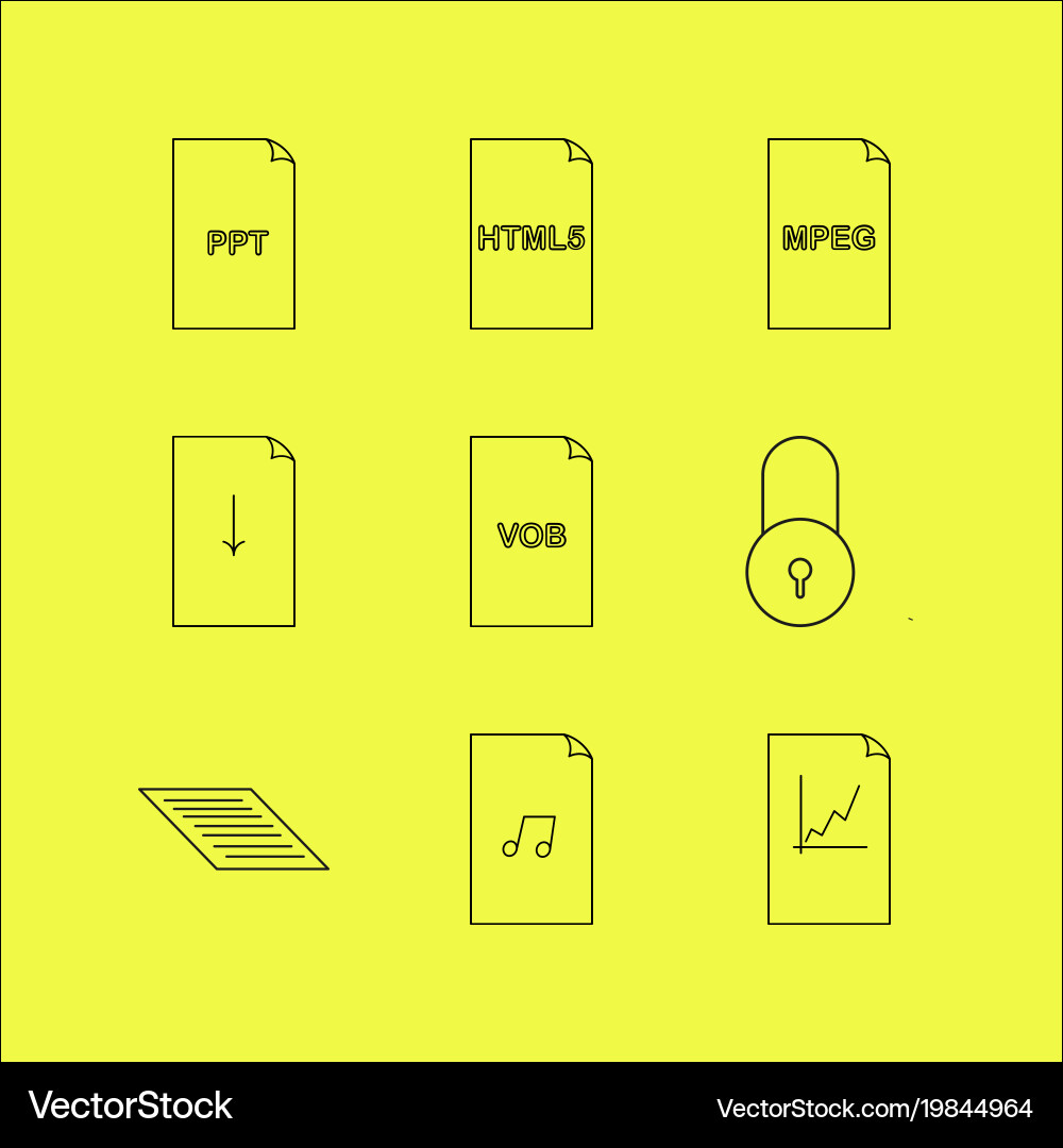 Files and folders linear icon set simple outline vector image