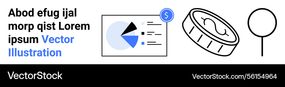 Financial data chart with pie graph coin Financial data chart with pie graph coin vector image