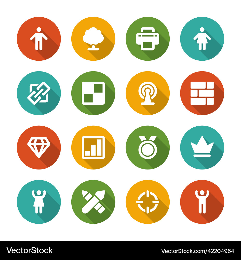 Flat icons set and long shadow effect Flat icons set and long shadow effect vector image