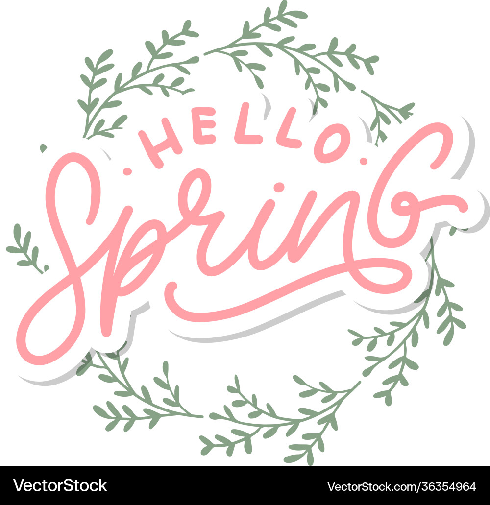 Hello spring flowers text background frame Hello spring flowers text background frame vector image