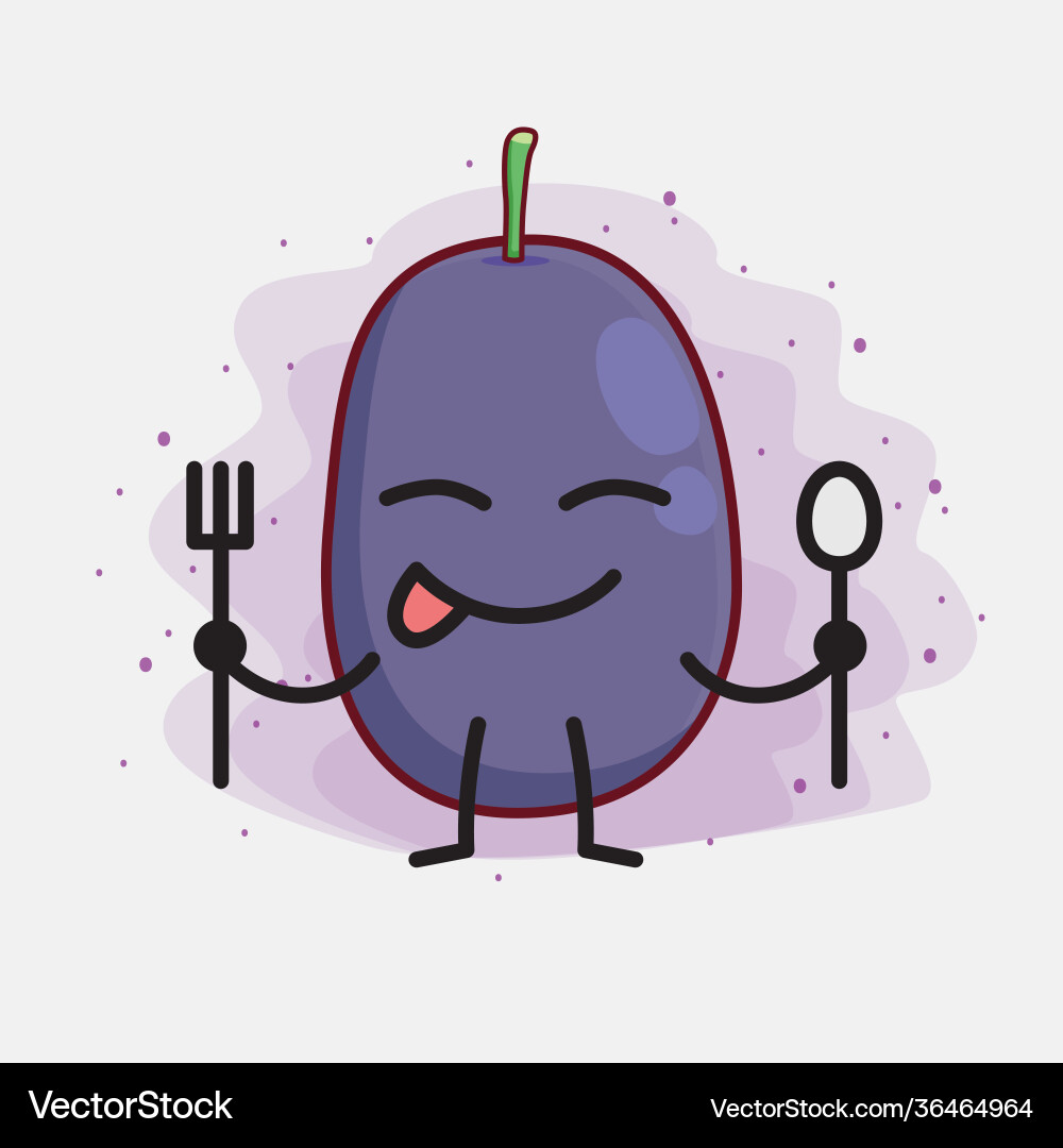 Java plum fruit cute character with simple face vector image