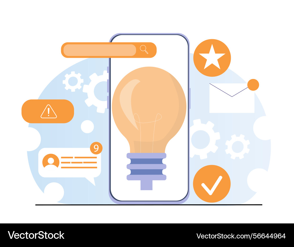 Mobile interface with lightbulb icon Mobile interface with lightbulb icon vector image
