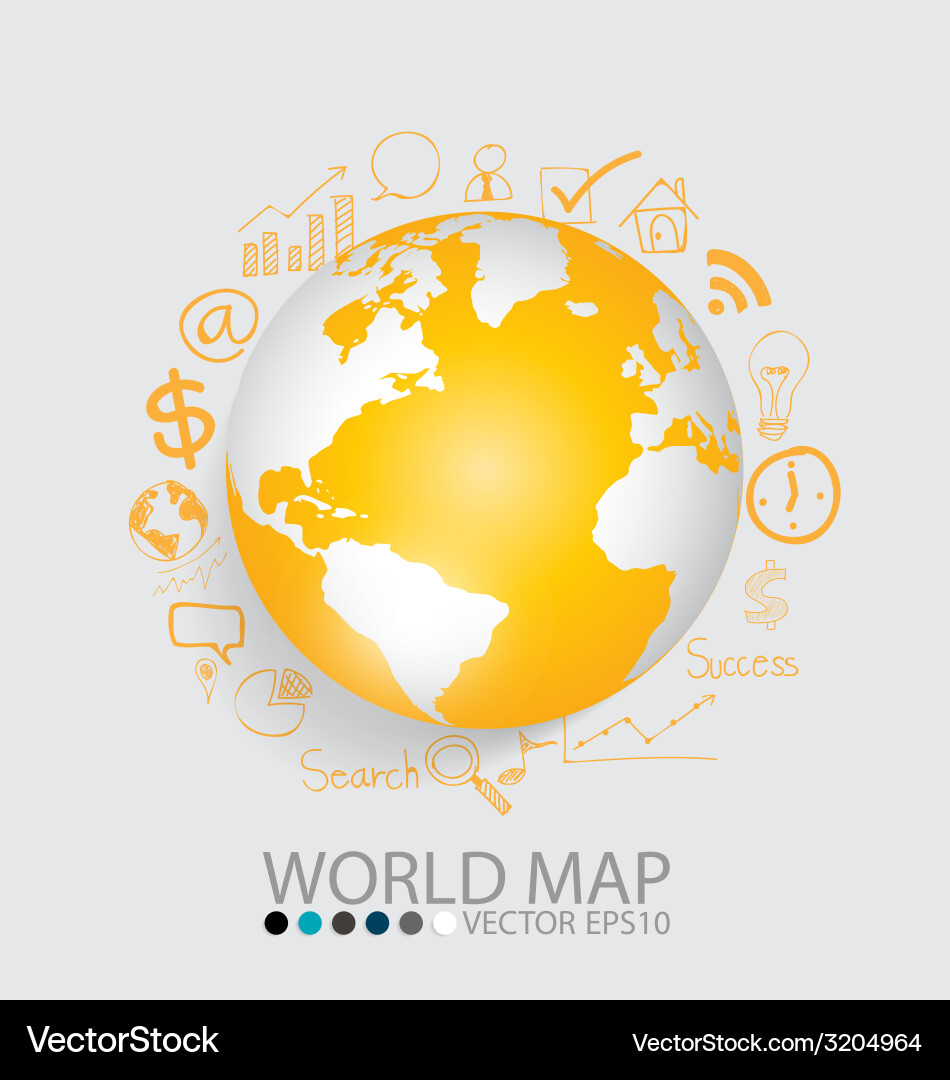 Modern globe with application icon template Vector Image