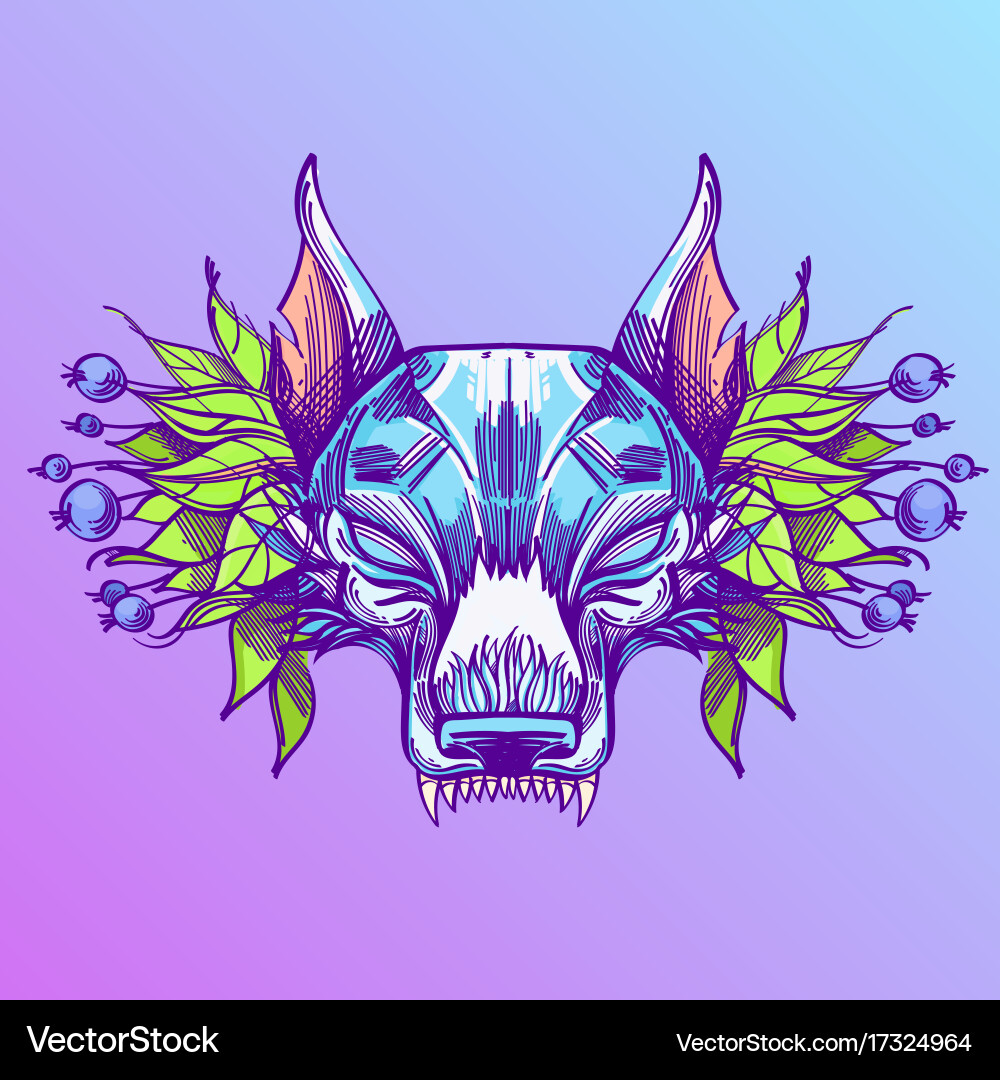 Muzzle of a wolf is an for creating sketches vector image